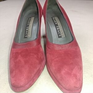 COPY - Ellen Tracy Burgundy Leather & Suede Pumps 3" Heel